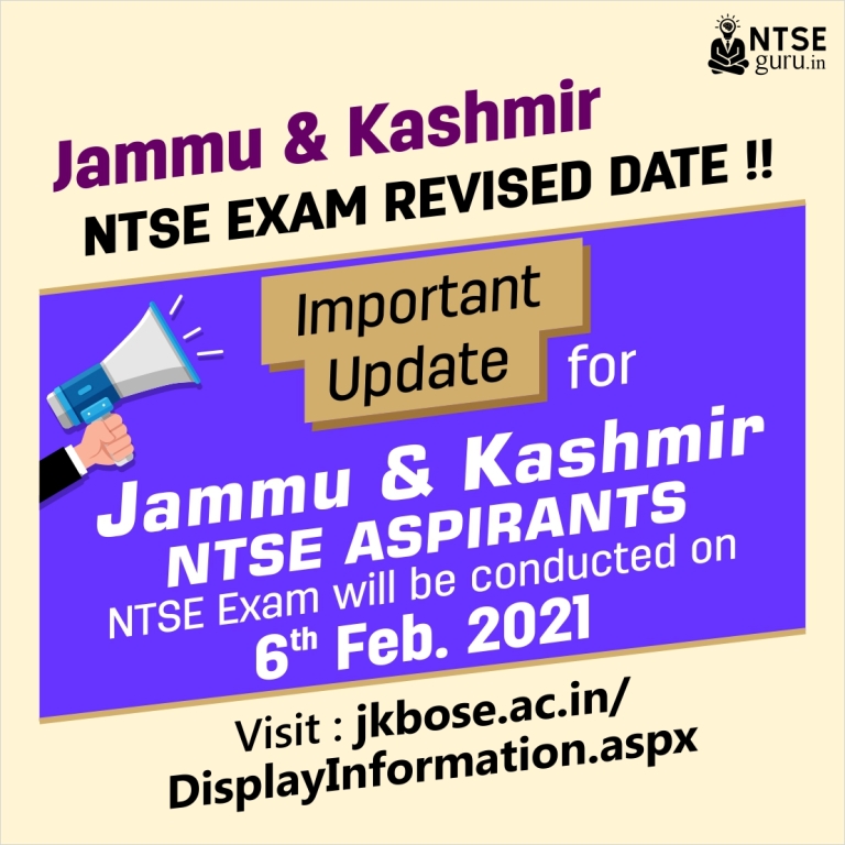 Jammu & Kashmir NTSE Exam Date