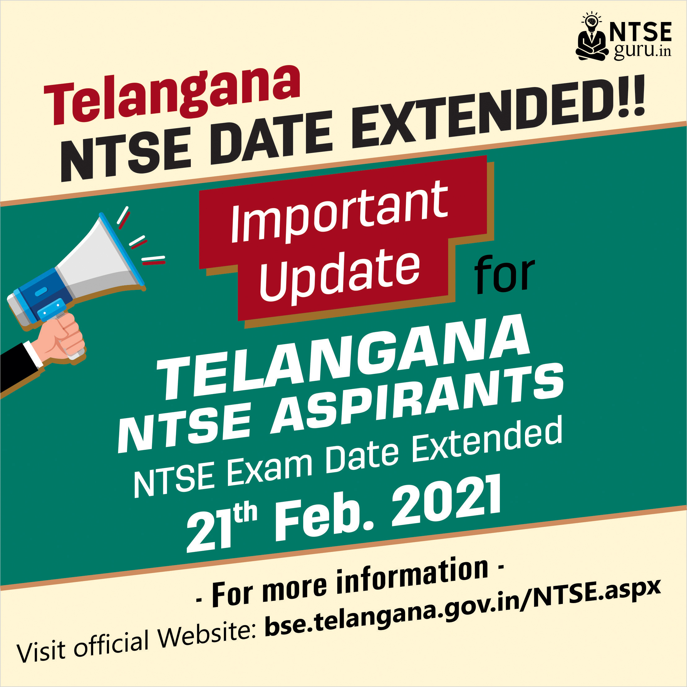 Telangana NTSE Exam Date
